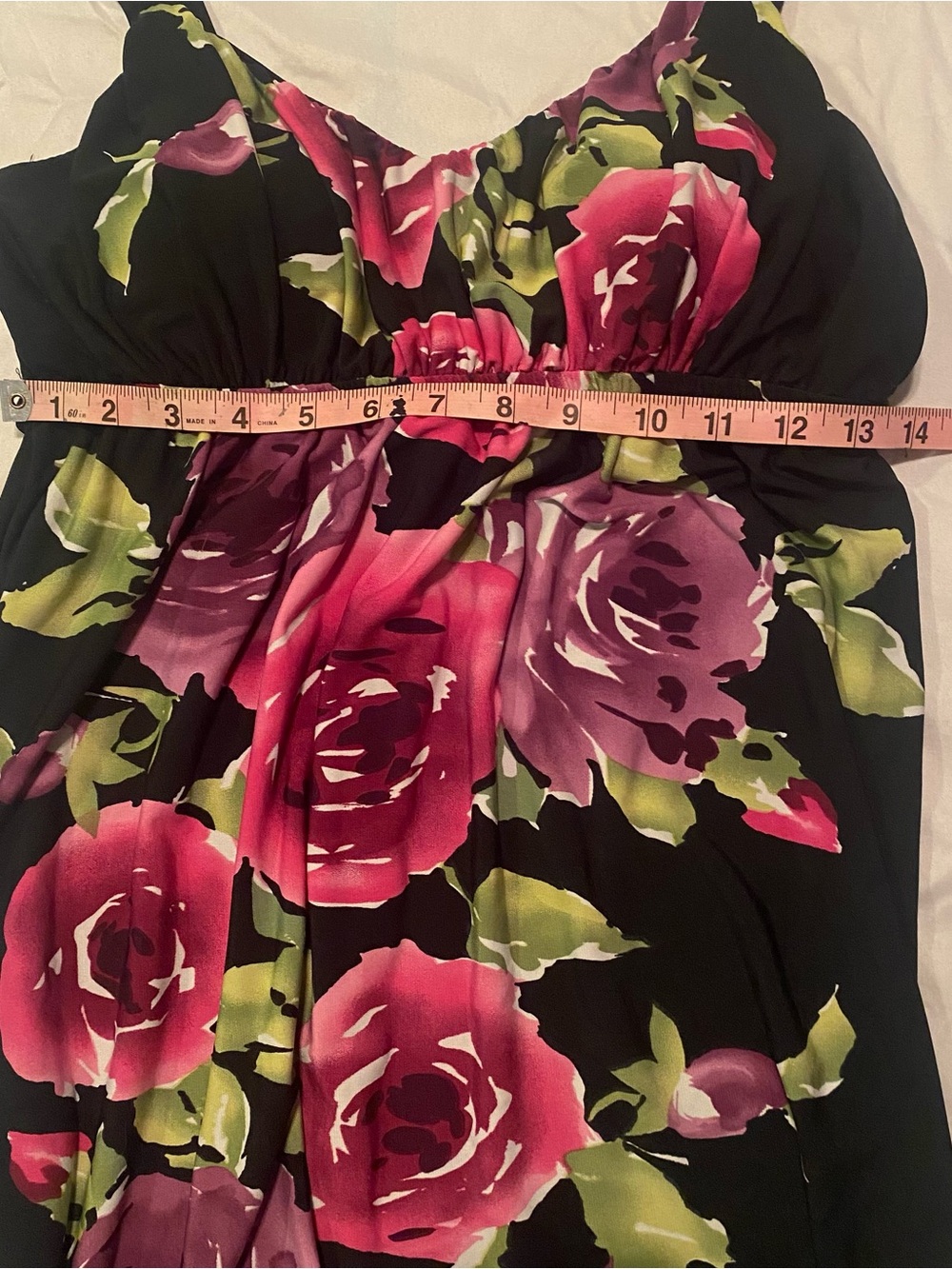 NWT VTG BCX Y2K Bold Rose Floral Empire Waist Dress M - Picture 11 of 15